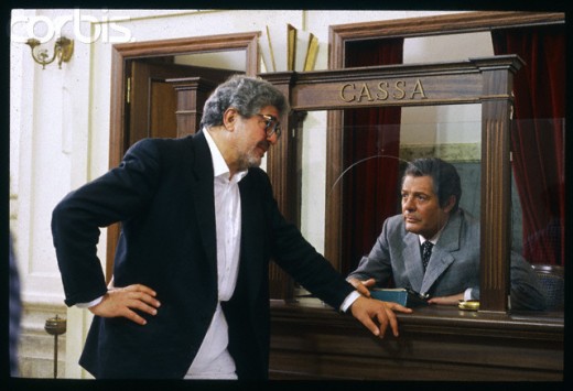Ettore Scola and Marcello Mastroianni Filming Splendor